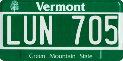 VT license plate LUN705