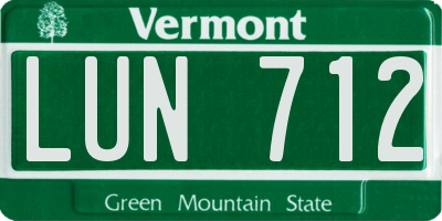 VT license plate LUN712