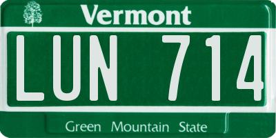 VT license plate LUN714