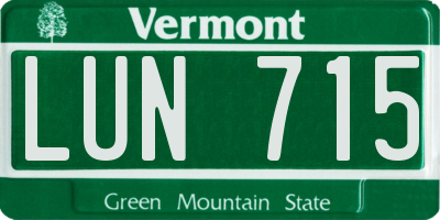VT license plate LUN715