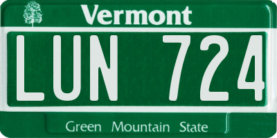 VT license plate LUN724