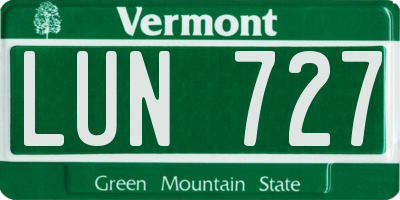 VT license plate LUN727