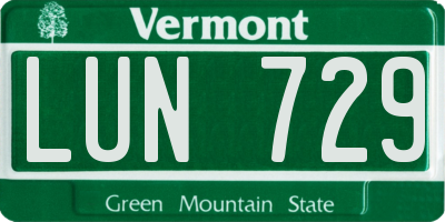 VT license plate LUN729