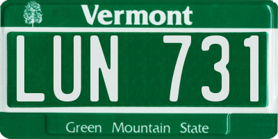 VT license plate LUN731