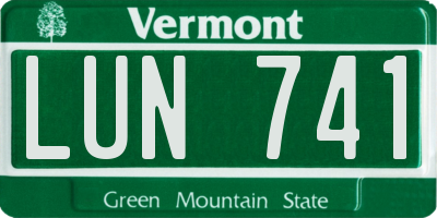 VT license plate LUN741
