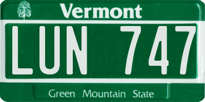 VT license plate LUN747