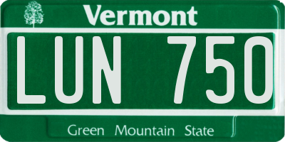 VT license plate LUN750