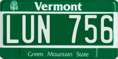 VT license plate LUN756