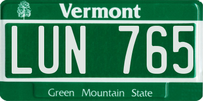 VT license plate LUN765