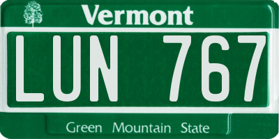 VT license plate LUN767