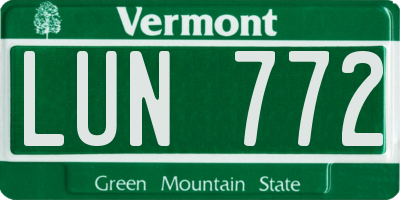 VT license plate LUN772
