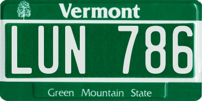 VT license plate LUN786