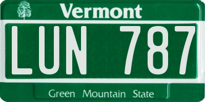 VT license plate LUN787