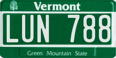 VT license plate LUN788