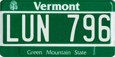 VT license plate LUN796