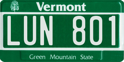 VT license plate LUN801