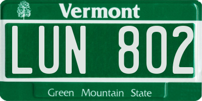 VT license plate LUN802