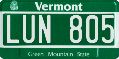 VT license plate LUN805