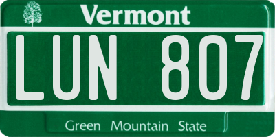 VT license plate LUN807
