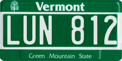 VT license plate LUN812