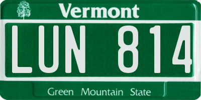 VT license plate LUN814