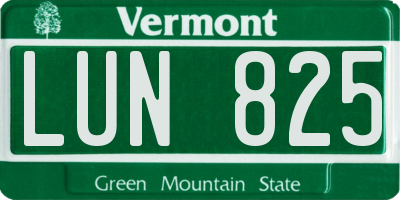 VT license plate LUN825
