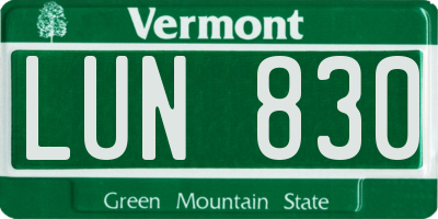VT license plate LUN830