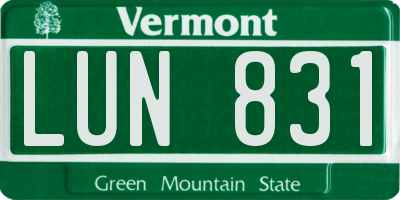 VT license plate LUN831