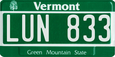 VT license plate LUN833
