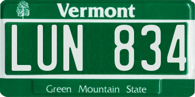 VT license plate LUN834
