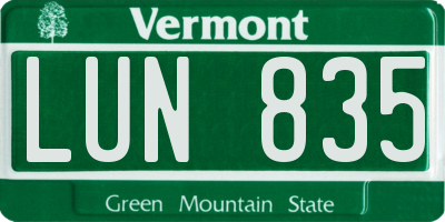 VT license plate LUN835