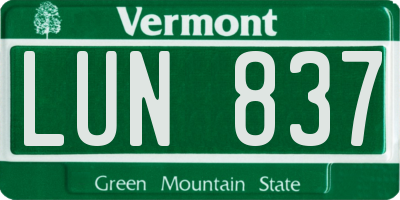 VT license plate LUN837