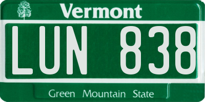 VT license plate LUN838