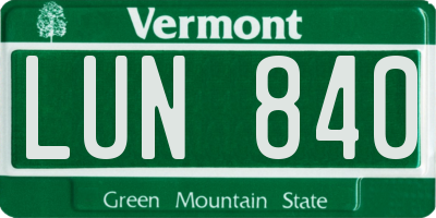 VT license plate LUN840
