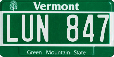 VT license plate LUN847