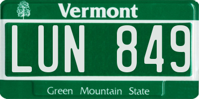 VT license plate LUN849