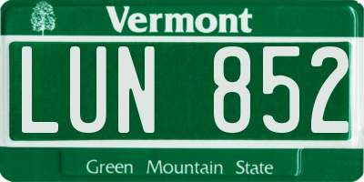 VT license plate LUN852