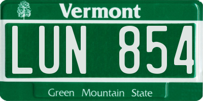 VT license plate LUN854