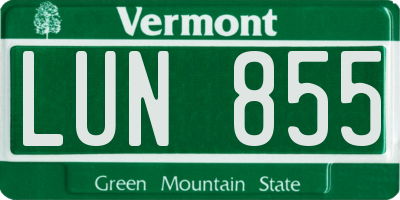 VT license plate LUN855