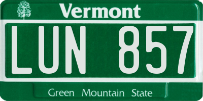 VT license plate LUN857