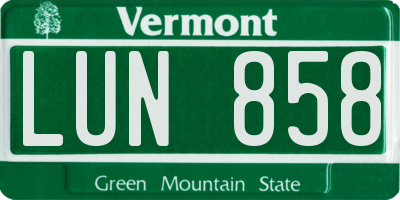 VT license plate LUN858