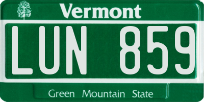 VT license plate LUN859