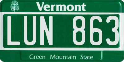 VT license plate LUN863