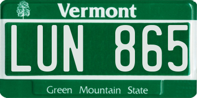 VT license plate LUN865