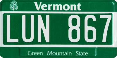 VT license plate LUN867