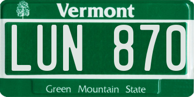 VT license plate LUN870