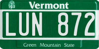 VT license plate LUN872