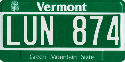 VT license plate LUN874