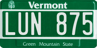 VT license plate LUN875