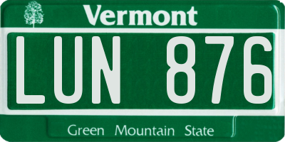 VT license plate LUN876